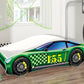 Lit Rider pour enfant en forme de voiture et motifs imprimés colorés