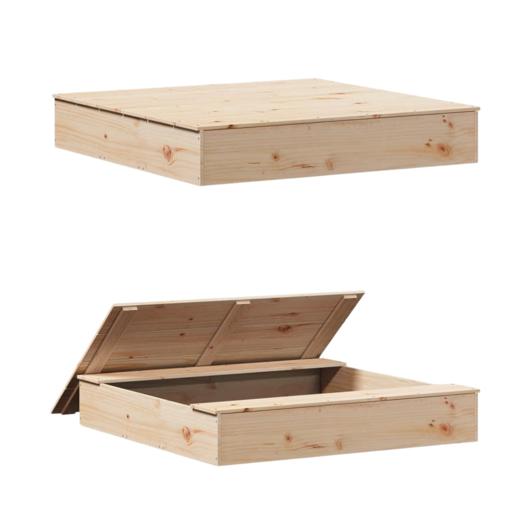 Bac à sable en bois massif avec couvercle – Éveil Montessori pour enfants de 1 à 6 ans au jardin