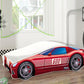 Lit Rider pour enfant en forme de voiture et motifs imprimés colorés