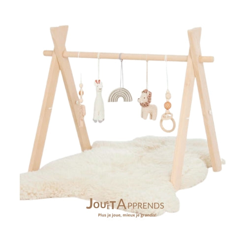 Arche d'Éveil Bébé 0-8 mois en Bois Pliable | Pratique et Facile à installer