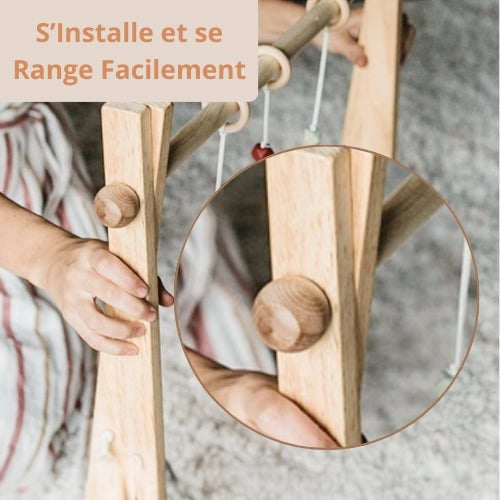 Arche d'Éveil Bébé 0-8 mois en Bois Pliable | Pratique et Facile à installer