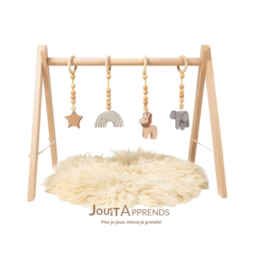 Arche d'Éveil Bébé 0-8 mois en Bois Pliable | Pratique et Facile à installer