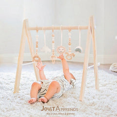 Arche d'Éveil Bébé 0-8 mois en Bois Pliable | Pratique et Facile à installer