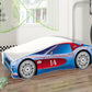 Lit Rider pour enfant en forme de voiture et motifs imprimés colorés