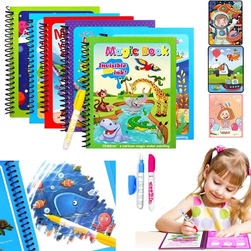 Lot de 5 livres de coloriage magique à l'eau