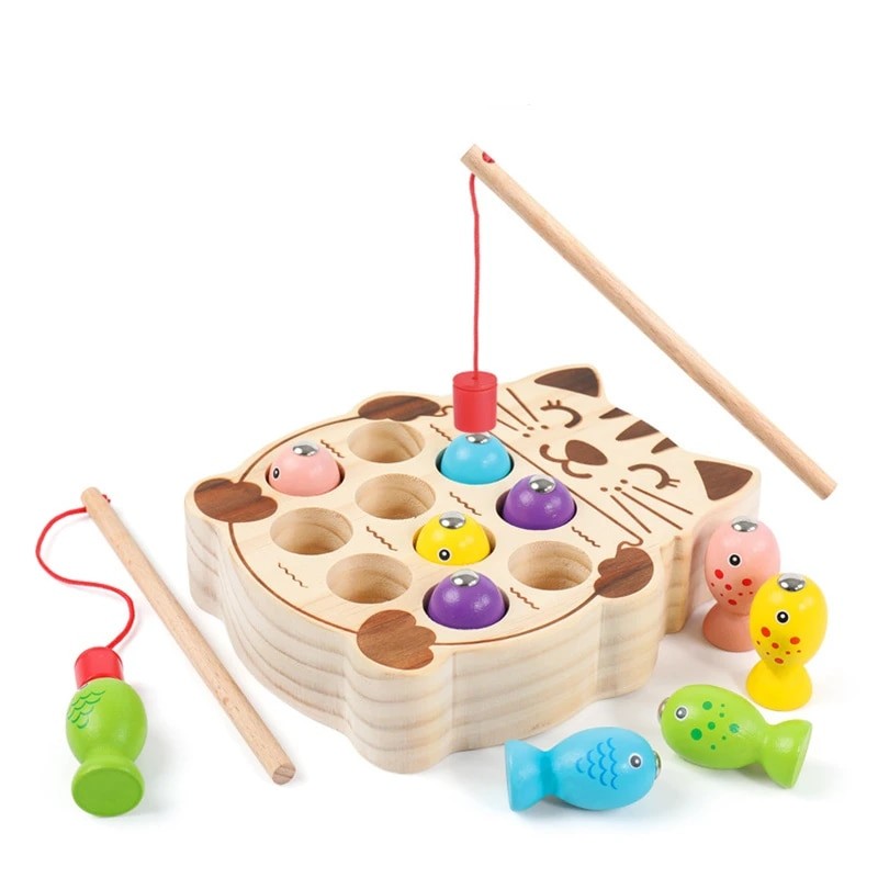 Jeu de pêche magnétique en bois