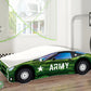 Lit Rider pour enfant en forme de voiture et motifs imprimés colorés